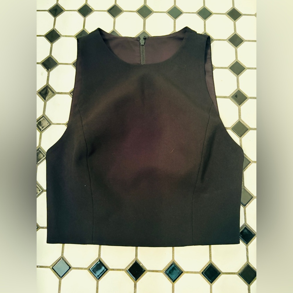 Alice + Olivia Black Fitted Crop Tank Top